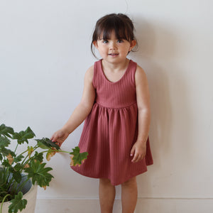Ribbed Racer back dress -  Berry